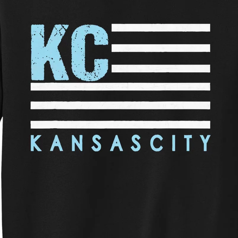 Kc Usa Flag Kansas City Blue & Light Blue Kc Usa Tall Sweatshirt