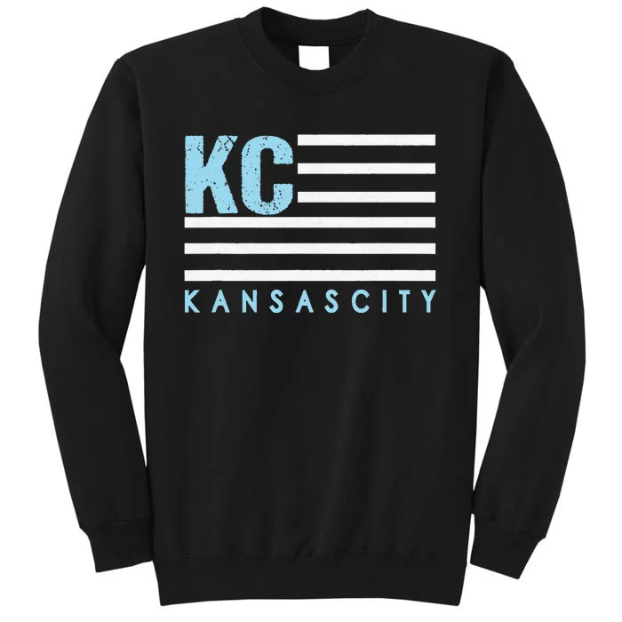 Kc Usa Flag Kansas City Blue & Light Blue Kc Usa Tall Sweatshirt