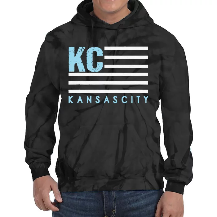 Kc Usa Flag Kansas City Blue & Light Blue Kc Usa Tie Dye Hoodie