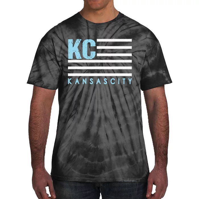 Kc Usa Flag Kansas City Blue & Light Blue Kc Usa Tie-Dye T-Shirt