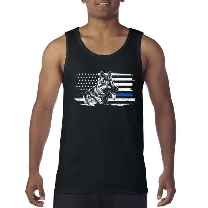 K9 Unit German Shepherd Dog Thin Blue Line Patriotic Police Tank Top