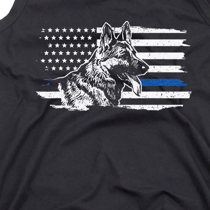 K9 Unit German Shepherd Dog Thin Blue Line Patriotic Police Tank Top