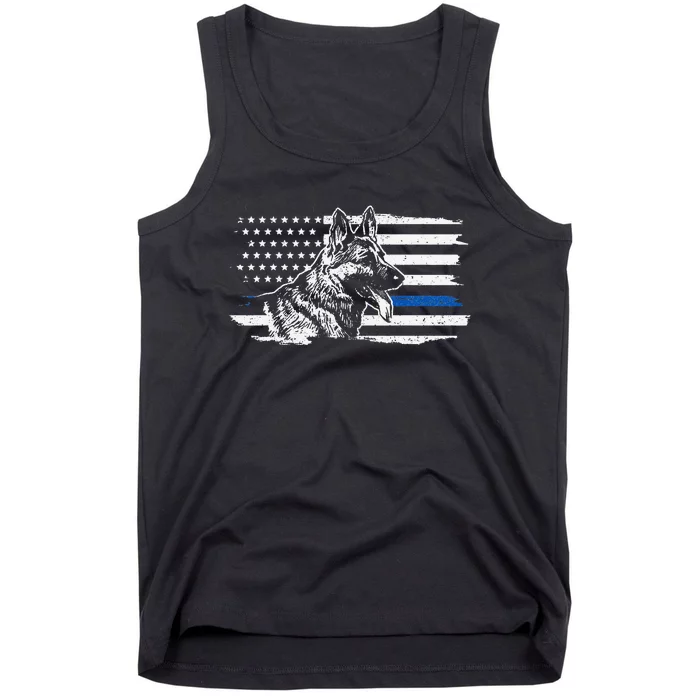 K9 Unit German Shepherd Dog Thin Blue Line Patriotic Police Tank Top