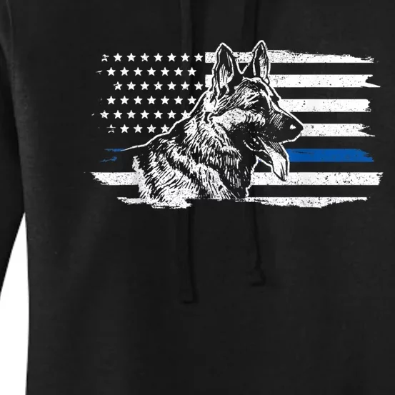 K9 Unit German Shepherd Dog Thin Blue Line Patriotic Police Women's Pullover Hoodie