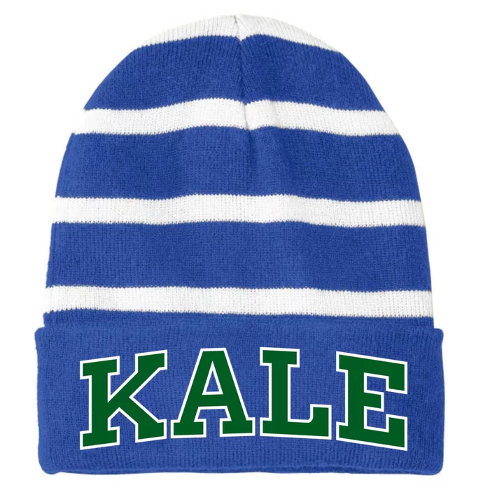 Kale University Leafy Greens Organic Gardener Go Vegan Gift Striped Beanie with Solid Band