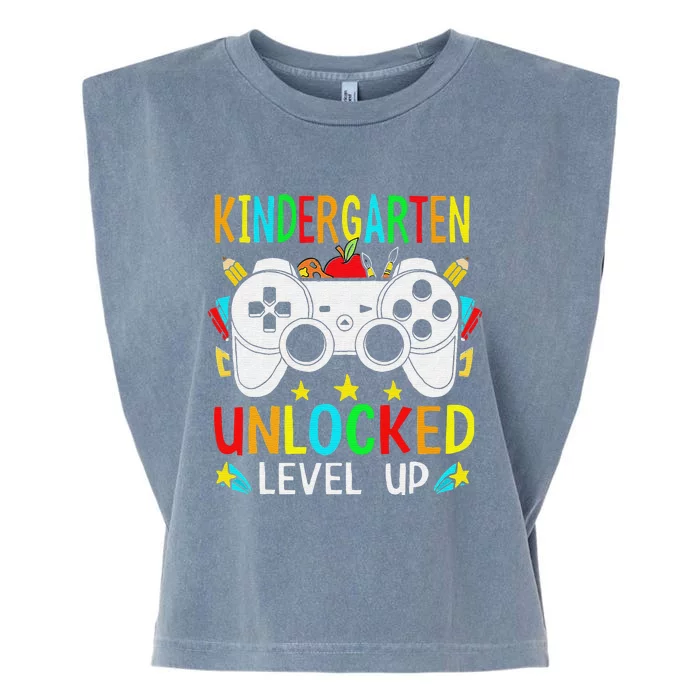 Kindergarten Unlocked Level Up Gamer Boy Back To School Garment-Dyed Women's Muscle Tee