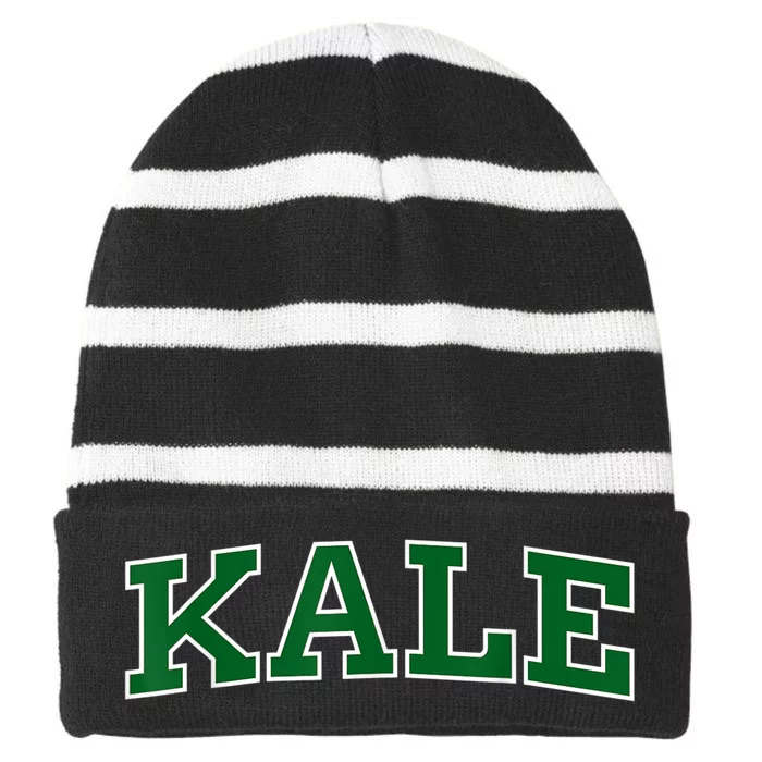 KALE UNIVERSITY LEAFY GREENS ORGANIC GARDENER GO VEGAN Striped Beanie with Solid Band