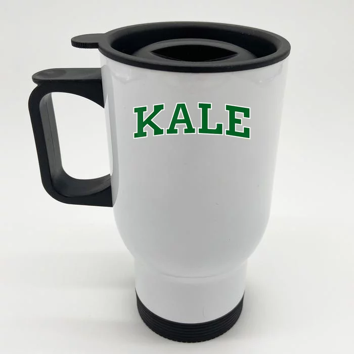 KALE UNIVERSITY LEAFY GREENS ORGANIC GARDENER GO VEGAN Front & Back Stainless Steel Travel Mug