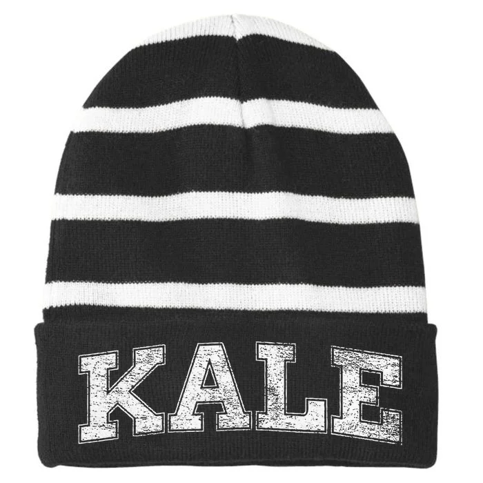 Kale University Leafy Greens Organic Gardener Go Vegan Striped Beanie with Solid Band