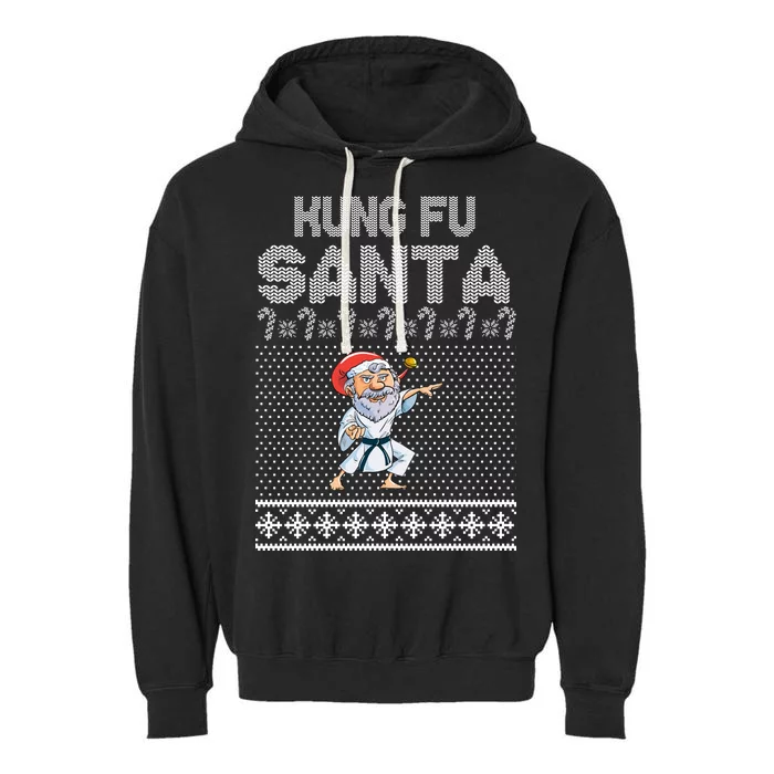 Kung Fu Santa Ugly Christmas Garment-Dyed Fleece Hoodie