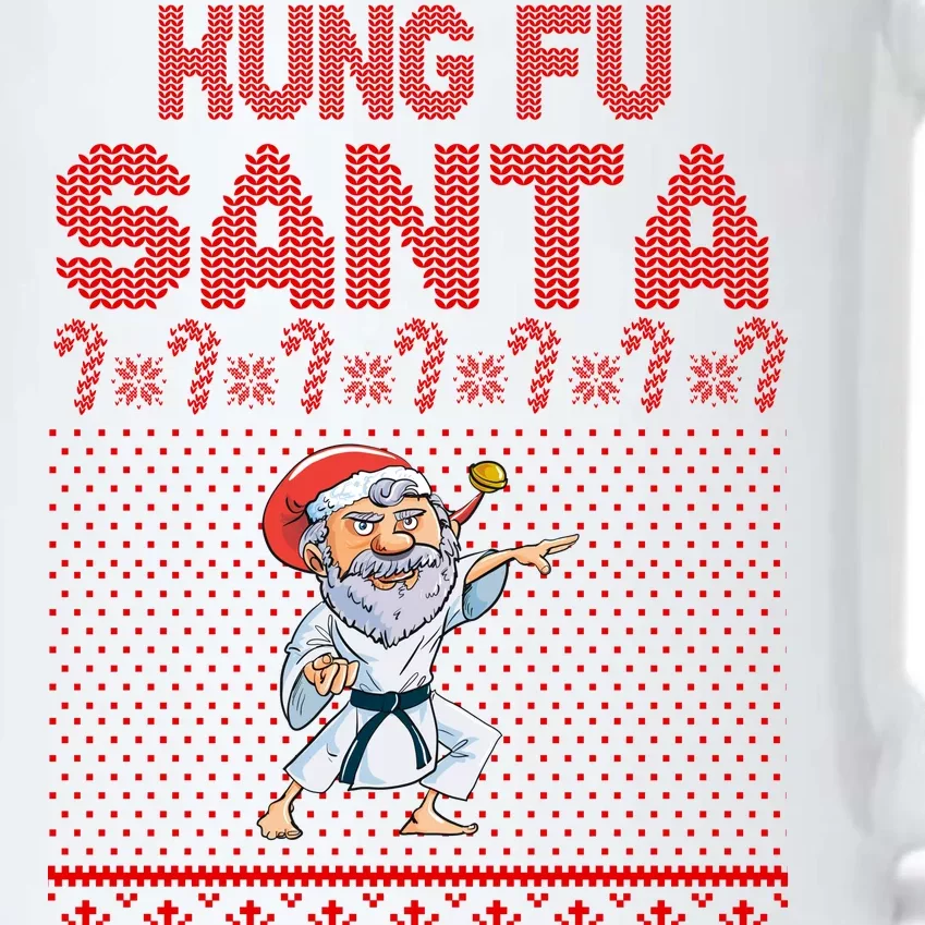 Kung Fu Santa Ugly Christmas Black Color Changing Mug