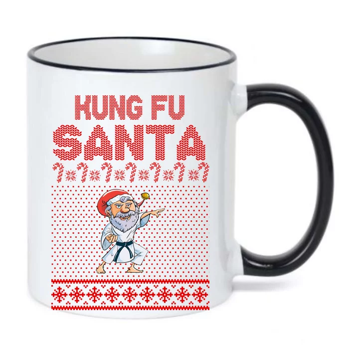 Kung Fu Santa Ugly Christmas Black Color Changing Mug