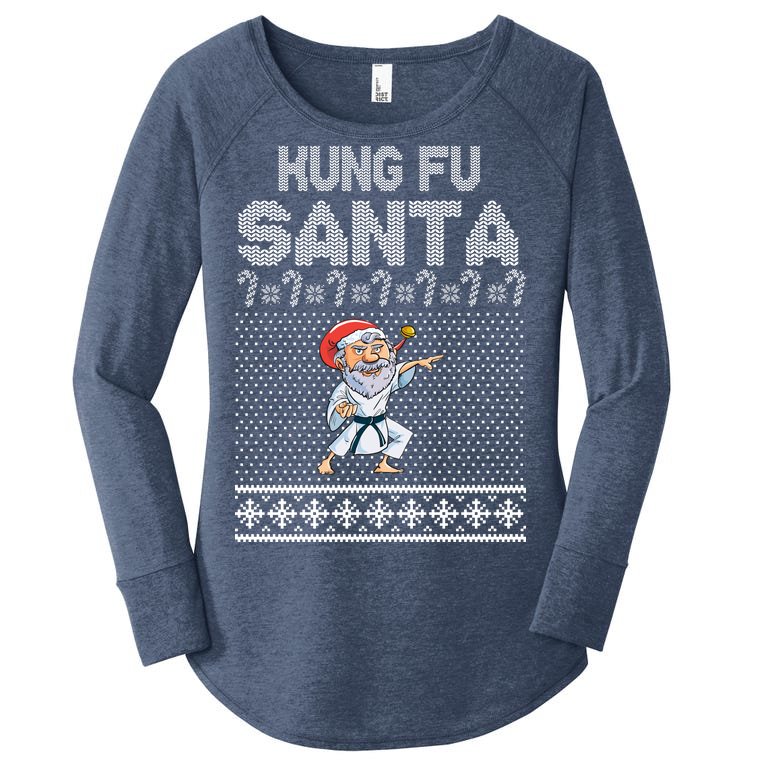 Kung Fu Santa Ugly Christmas Women’s Perfect Tri Tunic Long Sleeve Shirt