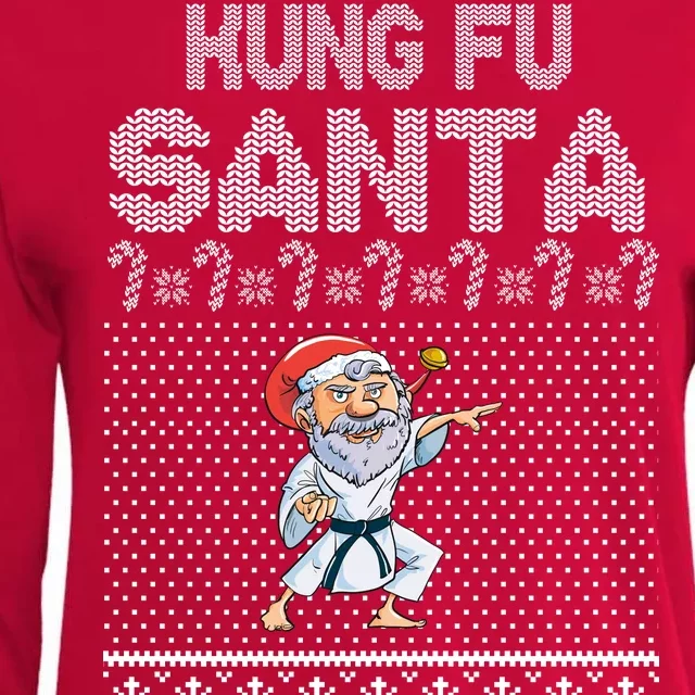 Kung Fu Santa Ugly Christmas Womens Cotton Relaxed Long Sleeve T-Shirt