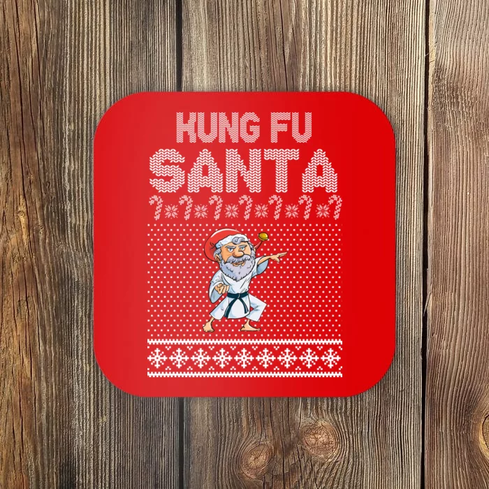 Kung Fu Santa Ugly Christmas Coaster