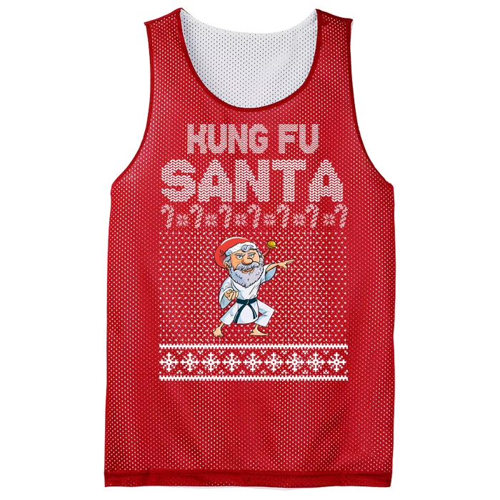 Kung Fu Santa Ugly Christmas Mesh Reversible Basketball Jersey Tank