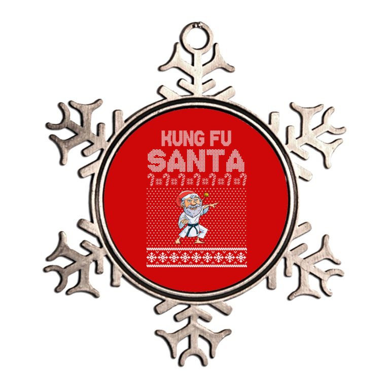 Kung Fu Santa Ugly Christmas Metallic Star Ornament