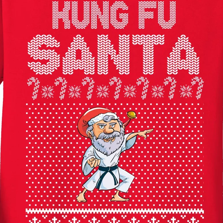 Kung Fu Santa Ugly Christmas Kids Long Sleeve Shirt