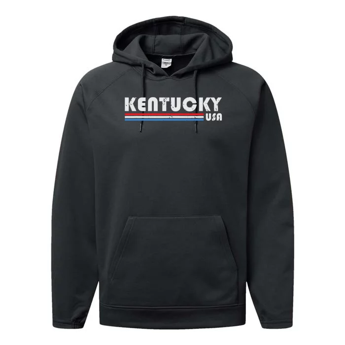 Kentucky Usa Retro Vintage State Gift Performance Fleece Hoodie