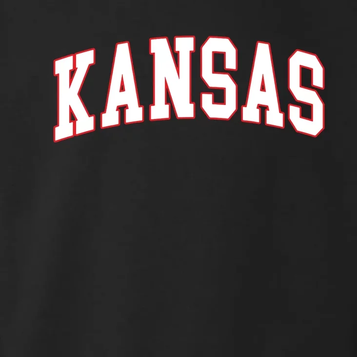 Kansas United States Varsity Style White Red Font Toddler Hoodie