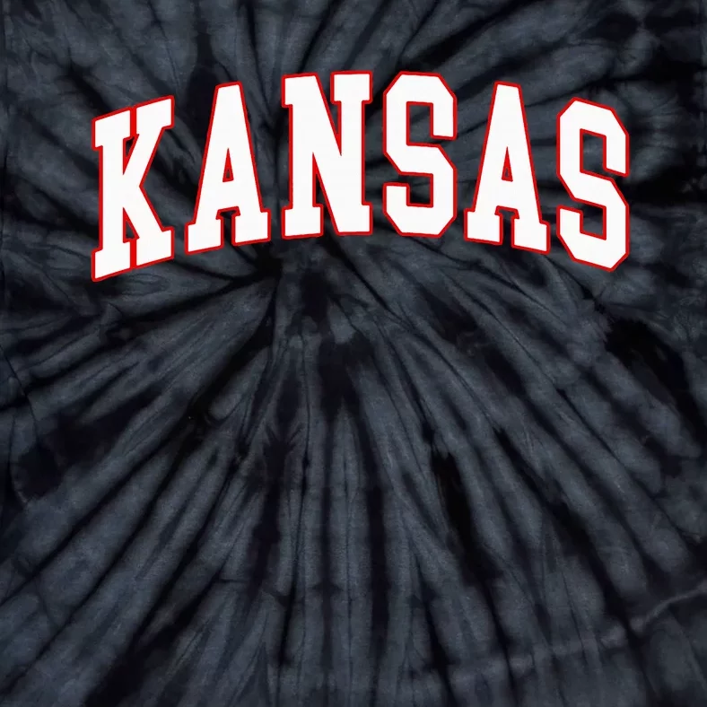 Kansas United States Varsity Style White Red Tie-Dye T-Shirt