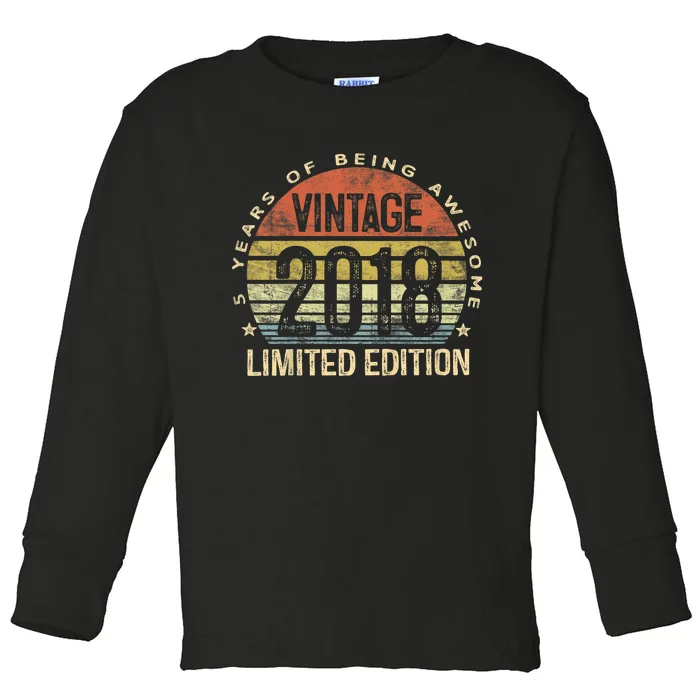 K.i.d.s Vintage 2018 Limited Edition 5 Year Old Gifts 5th Birthday Toddler Long Sleeve Shirt