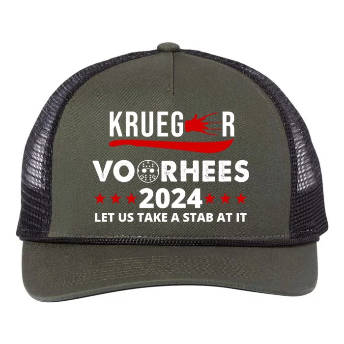 Krueger Voorhees 2024 Let Us Take A Stab At It Retro Rope Trucker Hat Cap