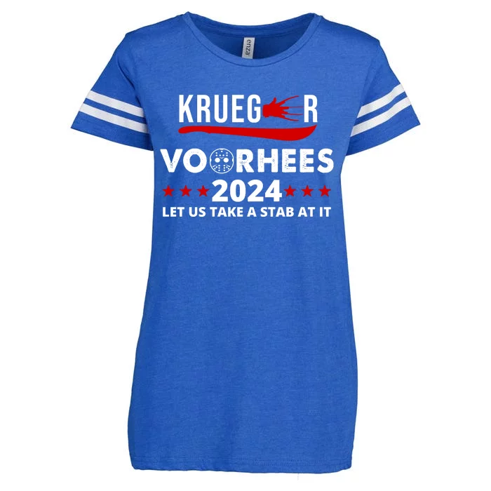 Krueger Voorhees 2024 Let Us Take A Stab At It Enza Ladies Jersey Football T-Shirt