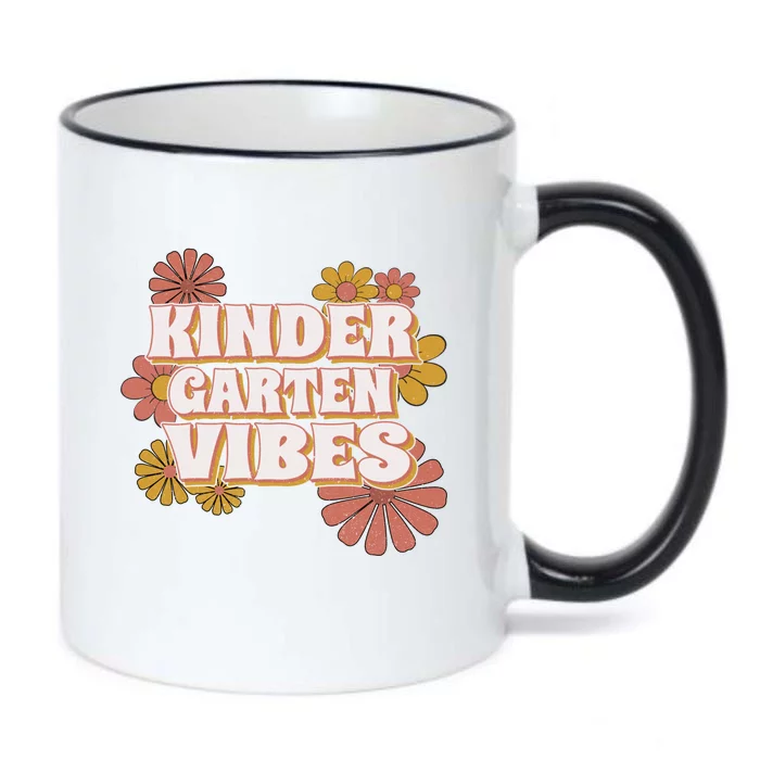 Kindergarten Vibes Cute Gift Kindergarten Retro Floral Teachers Gift Black Color Changing Mug