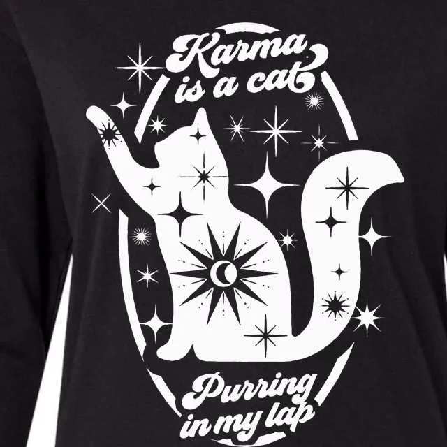 Karma Vibes Cat Lover's Companion Womens Cotton Relaxed Long Sleeve T-Shirt