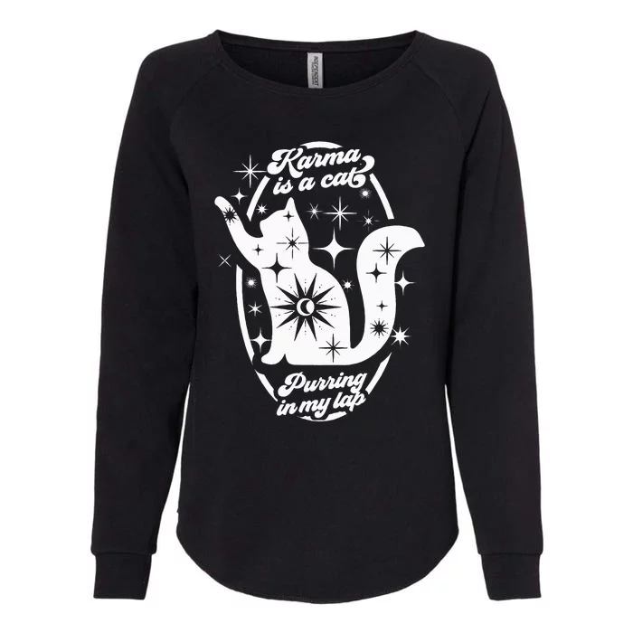 Karma Vibes Cat Lover's Companion Womens California Wash Sweatshirt