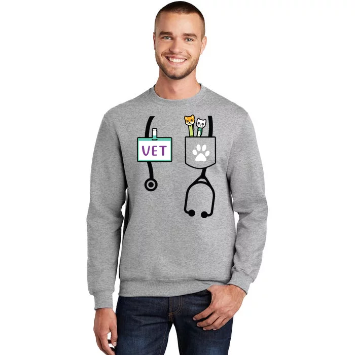 Kids Veterinarian Costume Gift Boy Girls Kids Animal Doctor Vet Tall Sweatshirt