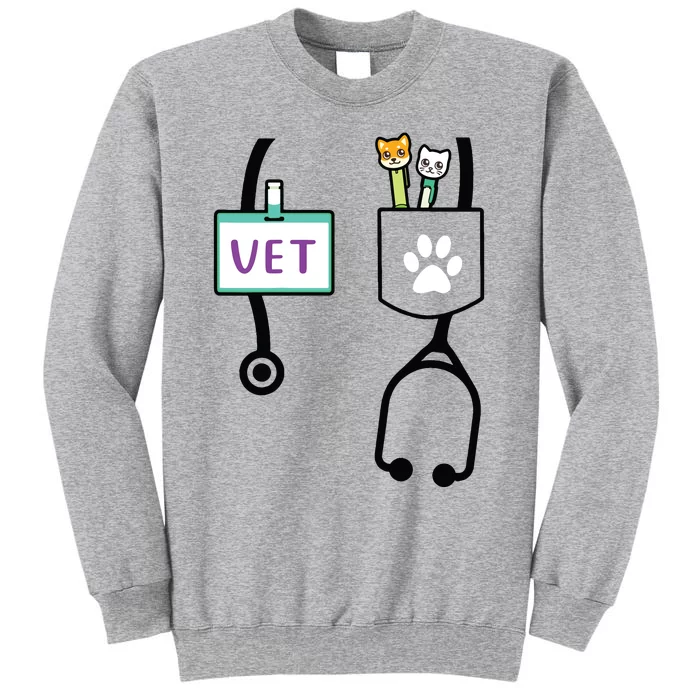 Kids Veterinarian Costume Gift Boy Girls Kids Animal Doctor Vet Tall Sweatshirt