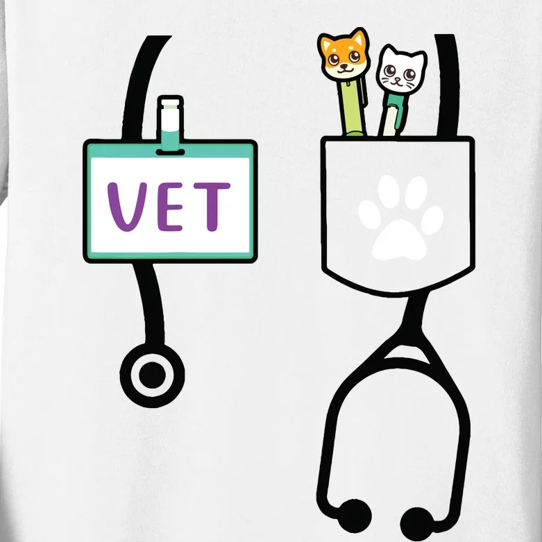 Kids Veterinarian Costume Gift Boy Girls Kids Animal Doctor Vet Kids Long Sleeve Shirt