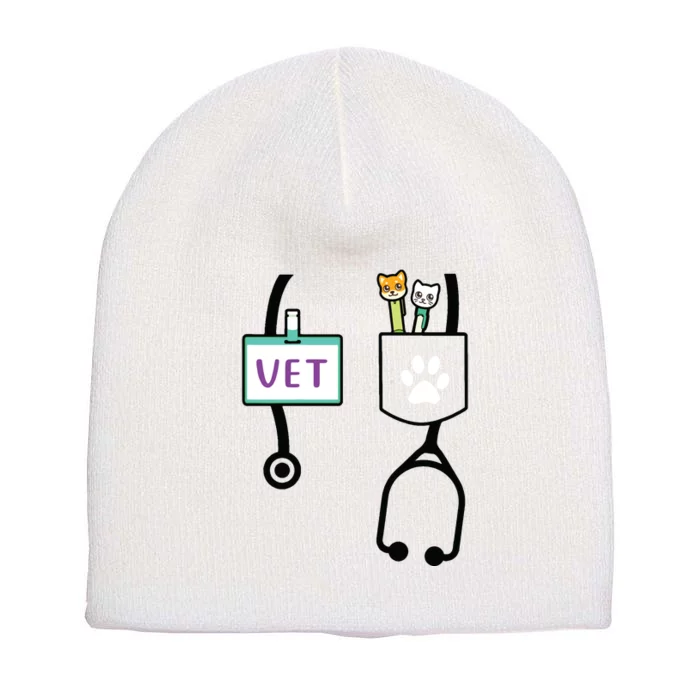 Kids Veterinarian Costume Gift Boy Girls Kids Animal Doctor Vet Short Acrylic Beanie