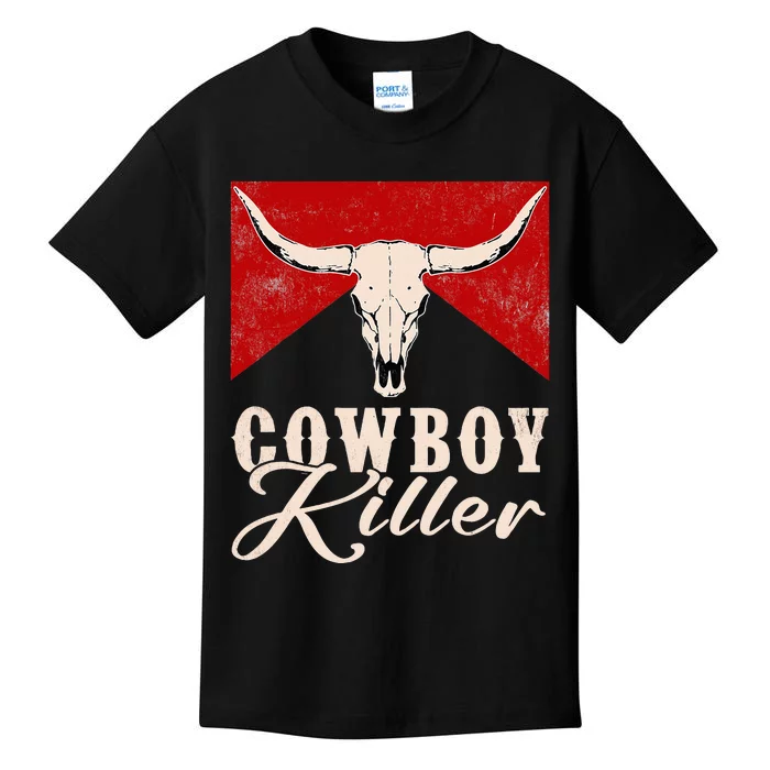 Killers Vintage Cowboy Western Rodeo Bull Skull Kids T-Shirt