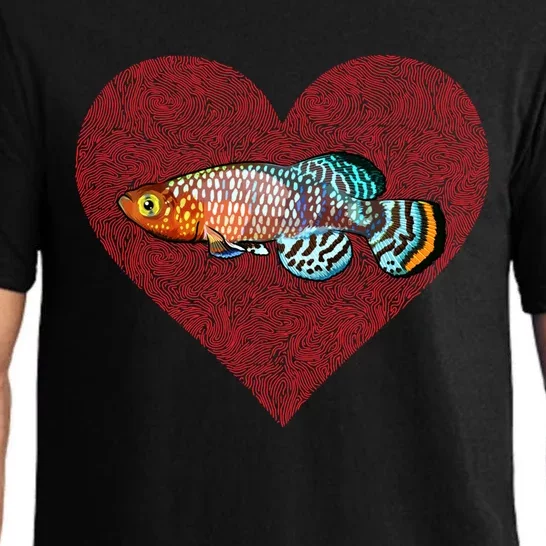 Killifish Valentines Day Fish Love Fingerprint Meaningful Gift Pajama Set