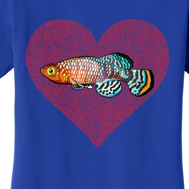 Killifish Valentines Day Fish Love Fingerprint Meaningful Gift Women's T-Shirt