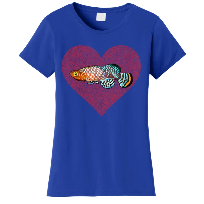 Killifish Valentines Day Fish Love Fingerprint Meaningful Gift Women's T-Shirt