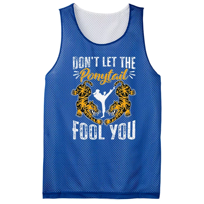 Kickboxing Vintage Don't Let The Ponytail Fool You Mesh Reversible Basketball Jersey Tank