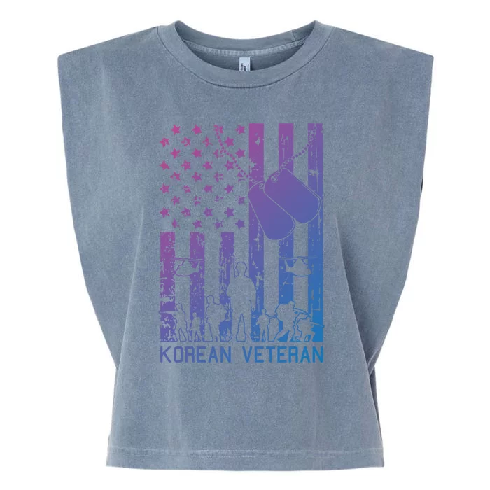 Korean Veterans Day American Flag Dog Tag Military Army Gift Garment-Dyed Women's Muscle Tee