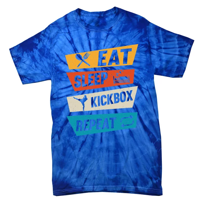 Kickboxing Vintage EatSleep KickBoxRepeat Tie-Dye T-Shirt