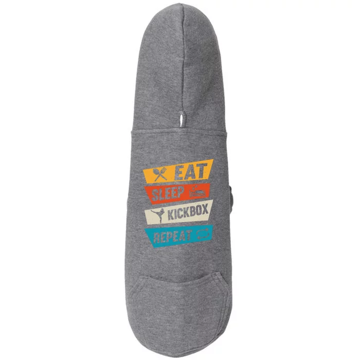 Kickboxing Vintage EatSleep KickBoxRepeat Doggie 3-End Fleece Hoodie