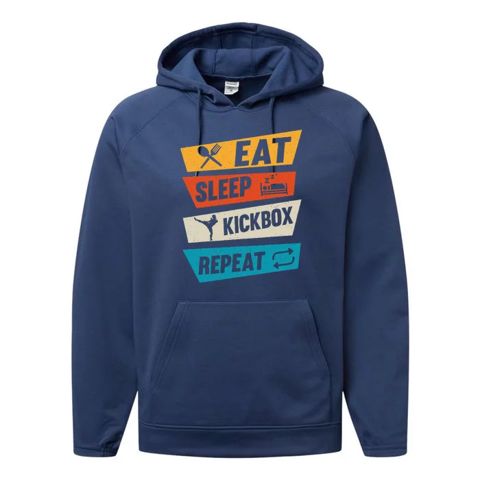 Kickboxing Vintage EatSleep KickBoxRepeat Performance Fleece Hoodie