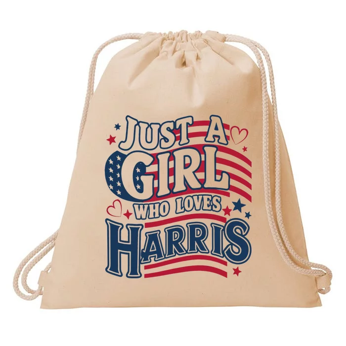 Kamala Vote For 2024 Kamalaharris Just A Girl Who Loves Drawstring Bag