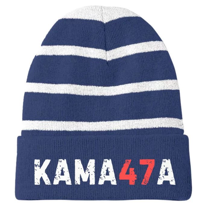 Kama47a Vote For 2024 President Kamalaharris For 2024 President Kamalaharris Striped Beanie with Solid Band