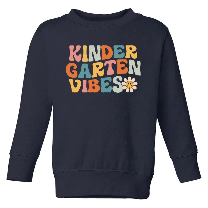 Kindergarten Vibes Kinder Crew Retro First Day Of School Toddler Sweatshirt