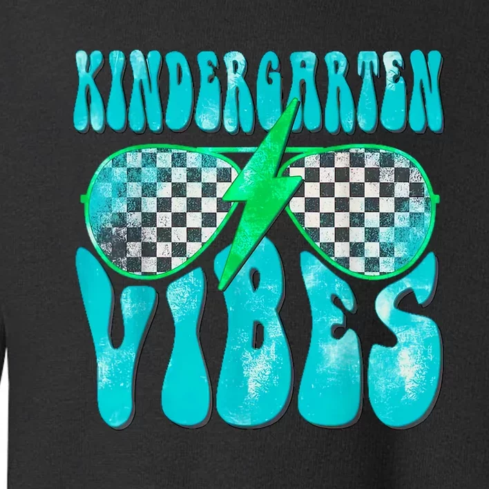 Kindergarten Vibes Kinder Crew Retro First Day Of School Toddler Sweatshirt