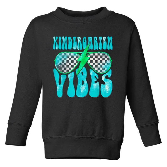 Kindergarten Vibes Kinder Crew Retro First Day Of School Toddler Sweatshirt