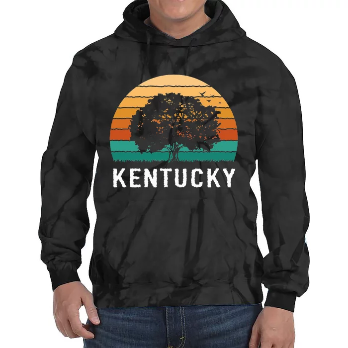 Kentucky Vintage Outdoors Tree Sunsent Souvenir Tie Dye Hoodie